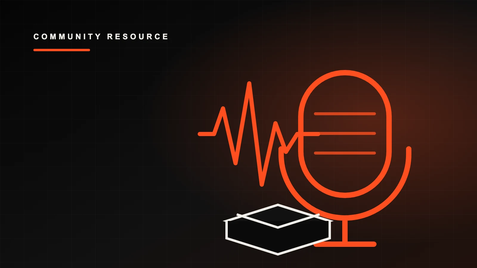 Editorial illustration of a microphone, audio waveform and books for a guide to podcast recording at the Downtown Kelowna library