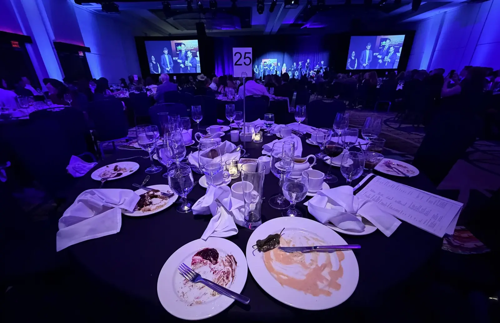 Table 25 inside the 2026 BC Leo Awards ballroom during the ceremony