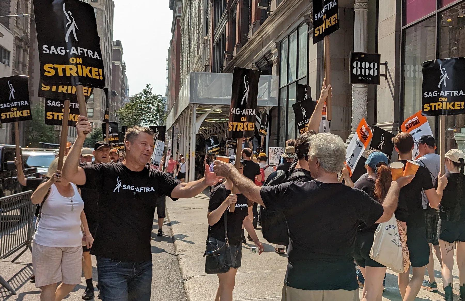 SAG-AFTRA members picketing during the 2023 actors strike