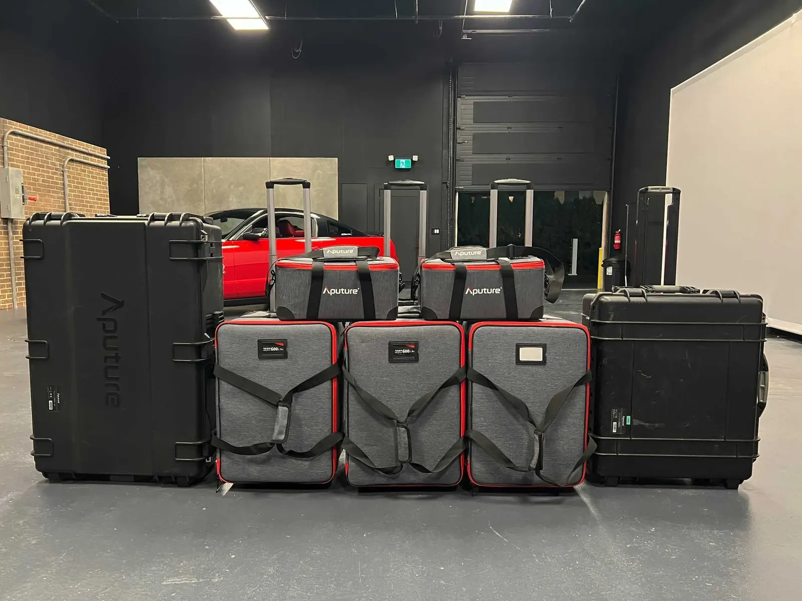 KFS lighting and production cases staged inside the former studio space