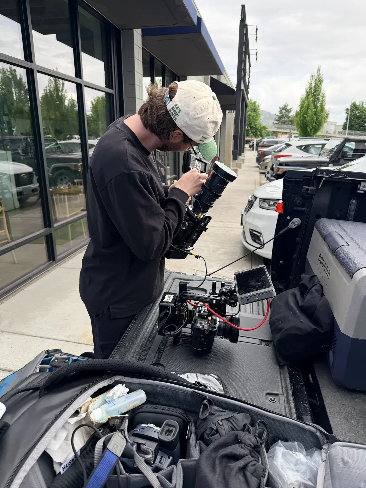 Camera rig and production truck during Airbnb service production support