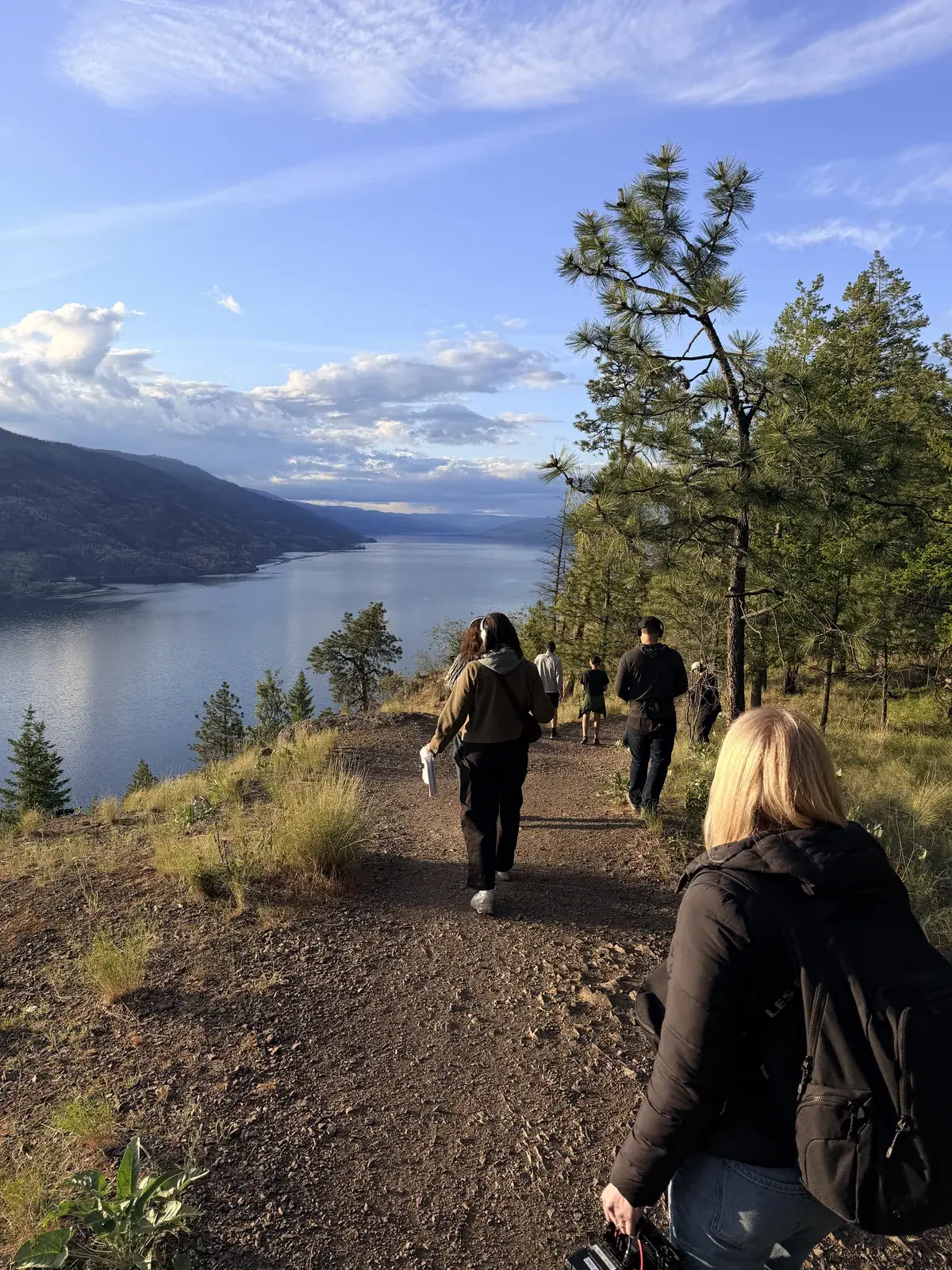 Crew walking above Okanagan Lake during the Airbnb host stories campaign