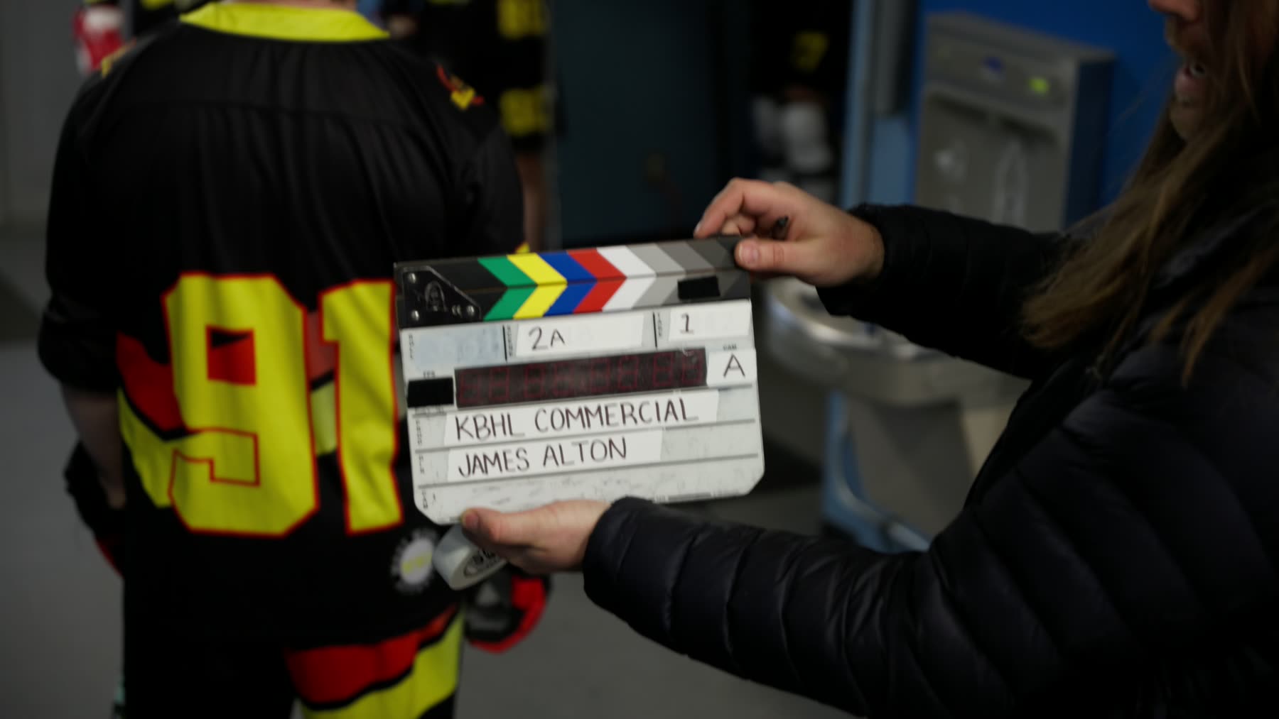 Slate from a Kelowna ball hockey commercial production