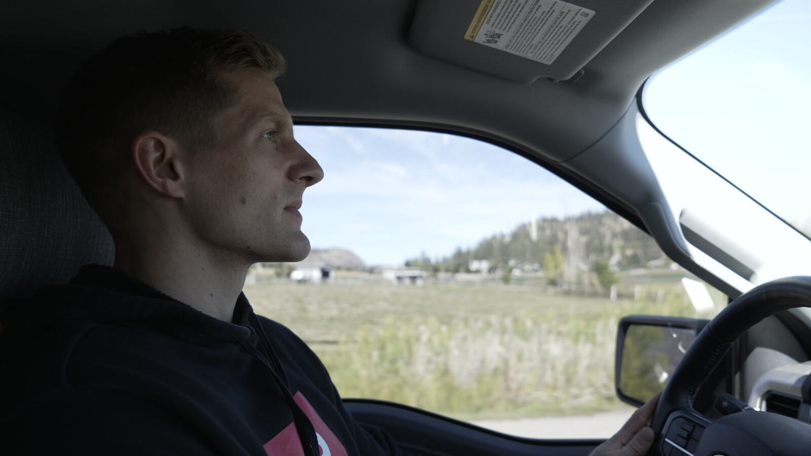 Brent Fikowski filmed inside a vehicle during ABC field production in Kelowna