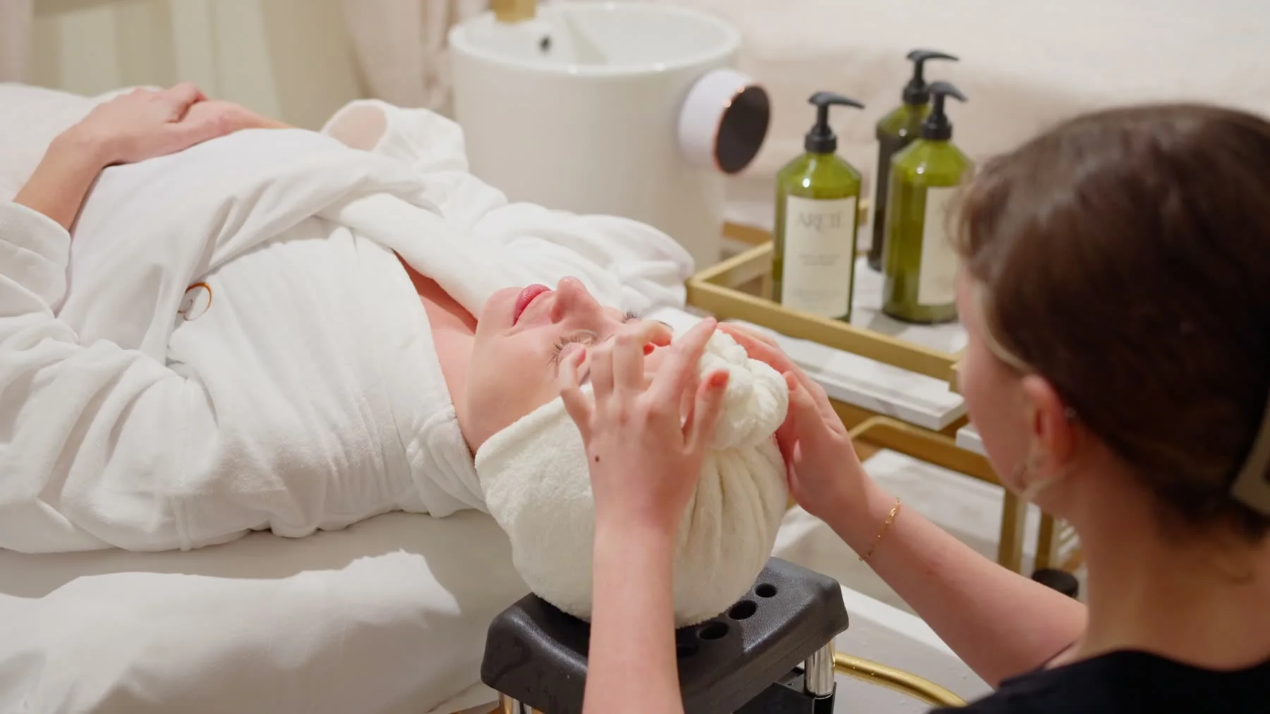 Scalp spa treatment from the finished Cleopatra's Rituals launch video