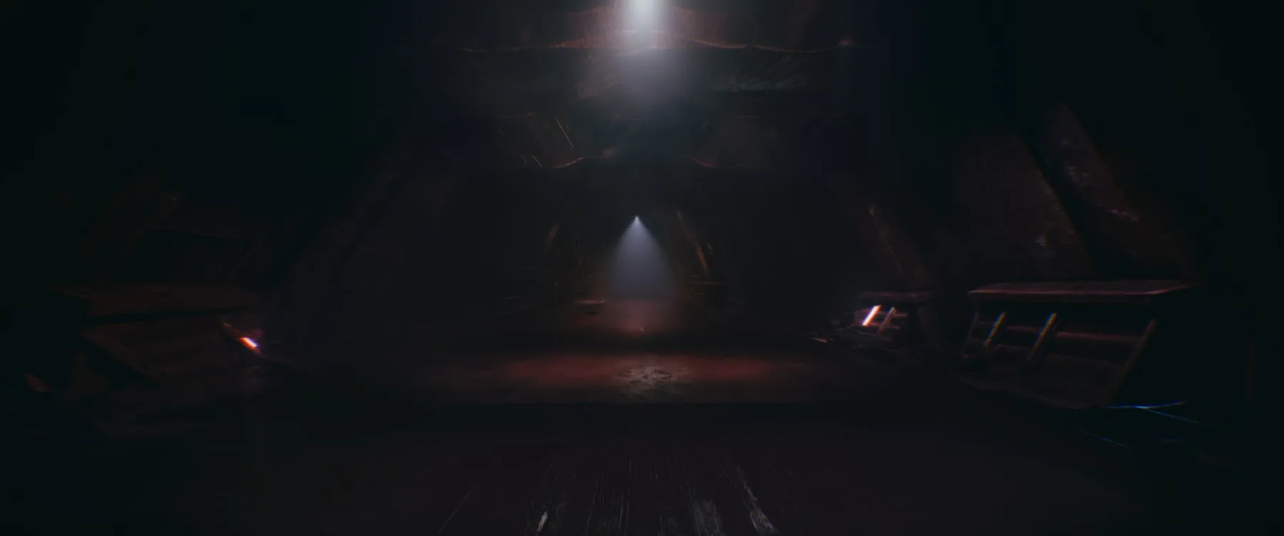 Dark sci-fi hallway frame from The Keepers look development