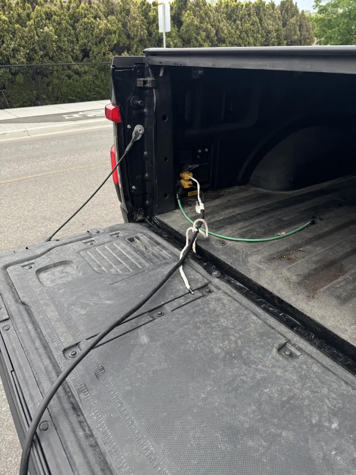 Power cabling connected from the KFS Ford F-150 Lightning during The Knitting Diaries