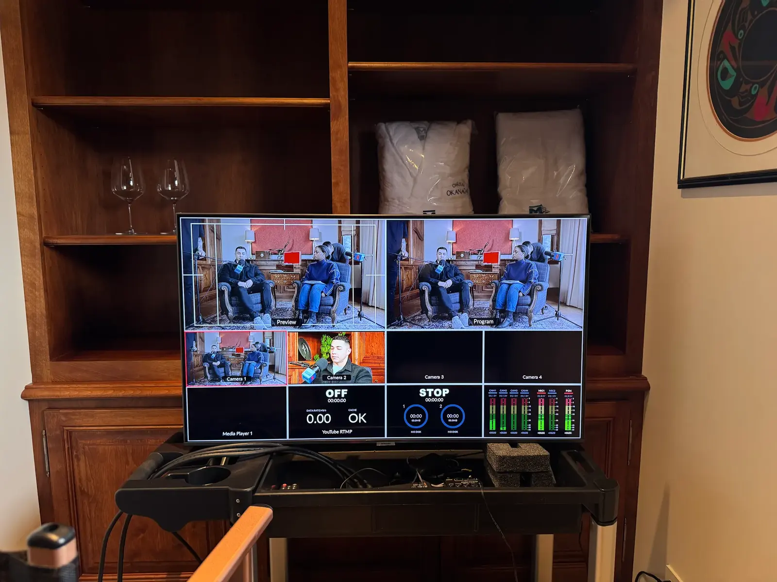 Production monitor setup during a Netflix EPK day