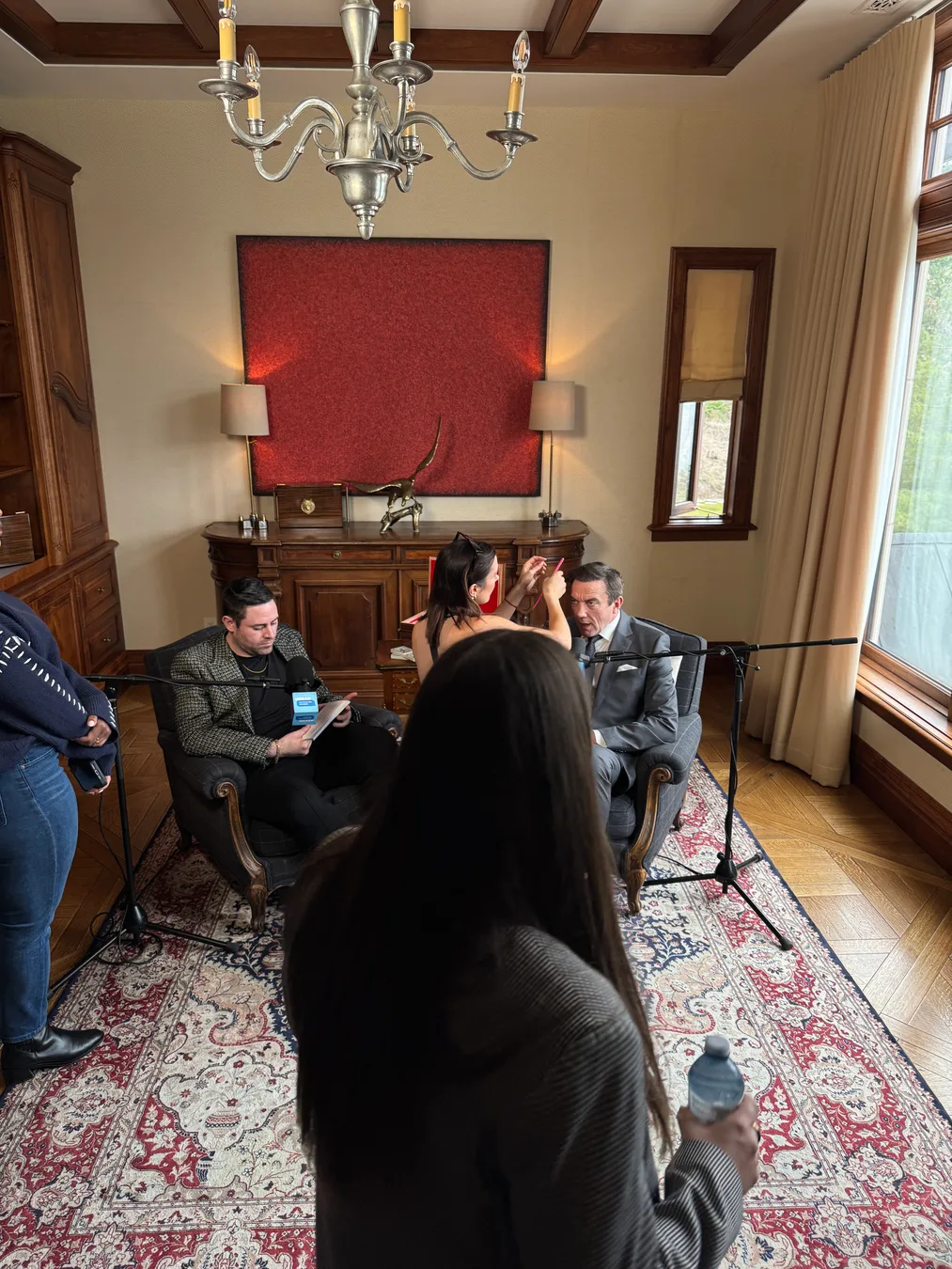 Behind the scenes interview setup during the Netflix Million Dollar Secret EPK day