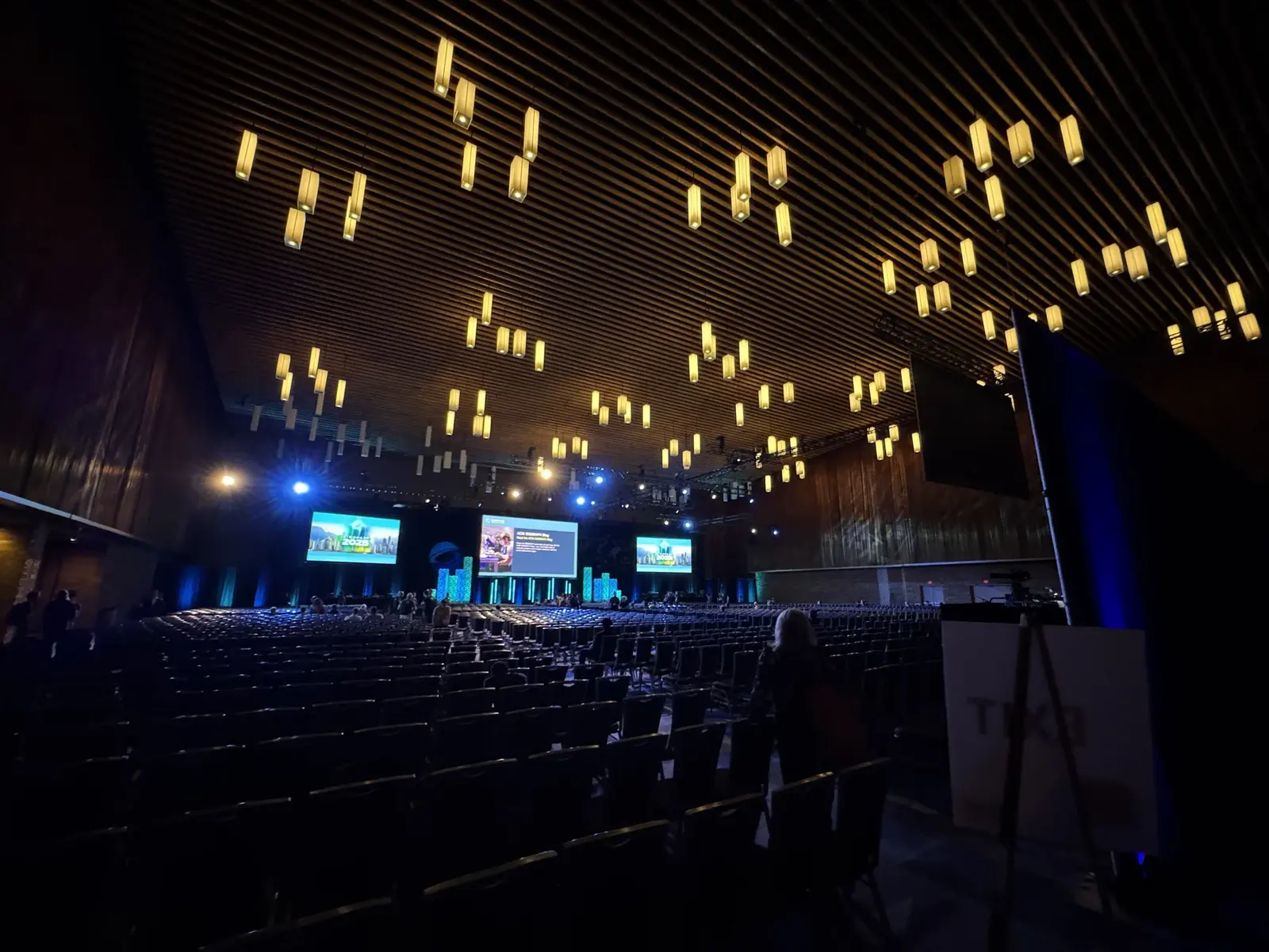 Wide view of the NVIDIA SIGGRAPH stage inside the Vancouver Convention Centre